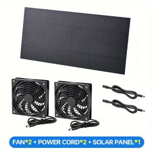 Vszapower Solar Panel Fan Kit with Dual Exhaust - 2.5m Cable, Ideal for Pet Houses & Chicken Coops, Greenhouse Cooling - Insulated Material, Solar Powered, Up to 36V
