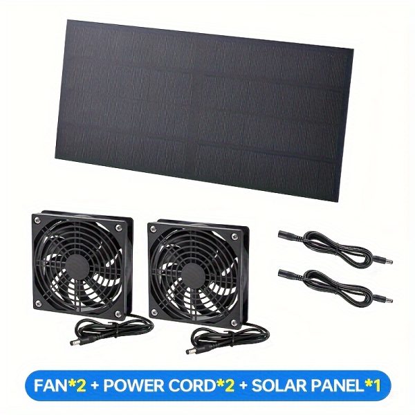 Vszapower Solar Panel Fan Kit with Dual Exhaust - 2.5m Cable, Ideal for Pet Houses & Chicken Coops, Greenhouse Cooling - Insulated Material, Solar Powered, Up to 36V