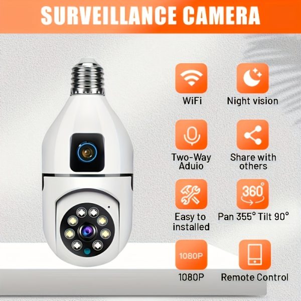 1pc YIIYRY 2025 New 1080P Security Camera, Featuring Color Night Vision, Two-Way Audio, Pan/Tilt/Zoom Capabilities, Wifi Smart Home Integration, And Motion Tracking - an Ideal Solution for Pet Monitoring And Home Security, Making It a Great Gift for Christmas And Thanksgiving.