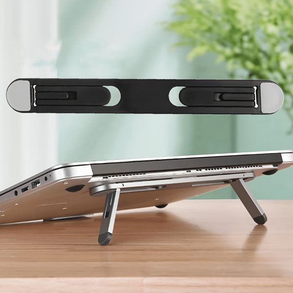 Adjustable Laptop Stand, Portable ABS Material, Foldable Notebook Cooler, Elevated Tablet Riser, Rectangular Cooling Mount for Office Use - S003532