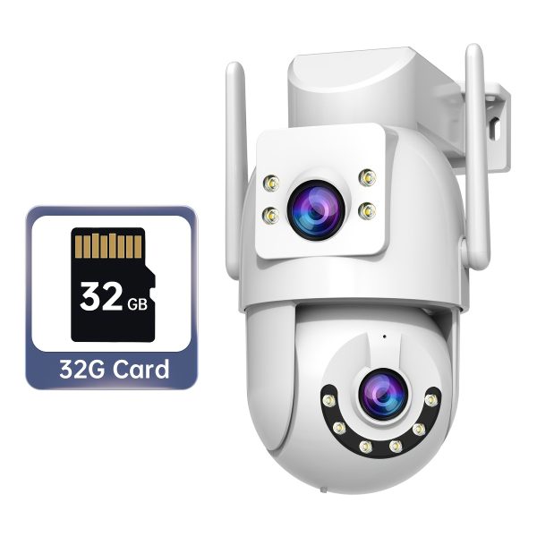 Dual 3MP PTZ Wireless Camera with 5G Wifi, Featuring Dual Lenses And Dual Screens. This High-Definition Camera Serves The Purpose of Two Cameras, Allowing for Two-Way Intercom, Video Monitoring, And Automatic Tracking of Elderly, And Pets, Making It Ideal for Street Safety Surveillance.
