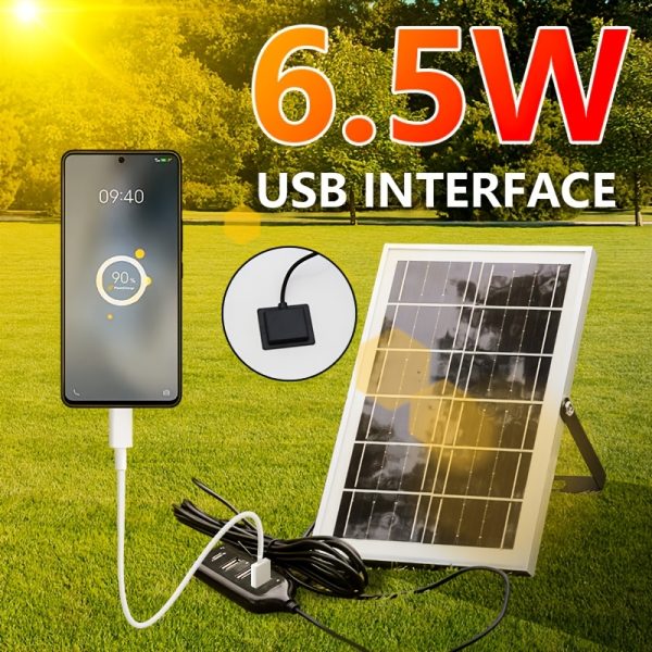 Portable USB Solar Panel Charger 6.5W, Efficient Charging Tool, Durable Material, with for Laptops, Mobile Phones, Tablets, and Fans, Ideal for Camping, Travel, and Hiking