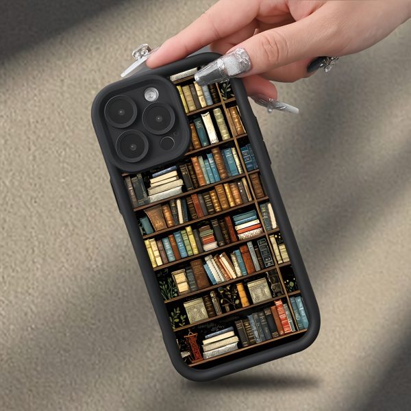 Creative bookshelf, book pattern printed phone case, for iPhone 16/15/14/13/12/11, iPhone16/16Plus/16Pro/16ProMax, iPhone15/15Plus/15Pro/15ProMax, iPhone14/14Plus/14Pro/14ProMax, IPhone13/13Mini/13Pro/13ProMax, IPhone12