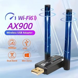 AX900 WiFi6 Card, USB Network Adapter, Dual Band 2.4G and 5G USBWiFi Adapter 802.11ax 900Mbps Wireless Adapter, Supports Mac Laptop Desktop Wireless Receiver, Suitable for Laptop Desktop Windows WIN7/WIN 8/Win 10/11 etc