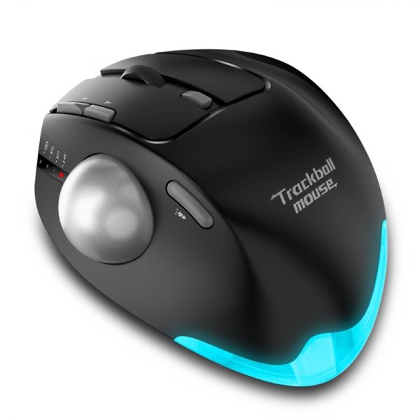 JOMAA Trackball Wireless Mouse, Ergonomic Dual Mode RGB Rechargeable Optical Mouse with Thumb Control, 3 Device Connection, USB Charging, Type-C Port, for Windows & for Android, Honeycomb Pattern, Technology Theme, Mouse Wireless
