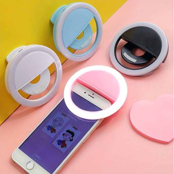 CLEANTRUST Portable LED Selfie Ring Light with 3-Level Brightness – USB Rechargeable, Battery Operated, or Handheld Photography Fill Light for Live Streaming, Video Calls, and Outdoor Use – White/Pink/Blue/Black Options, Selfie Enhancement | Aesthetic Lighting | LED Light Technology