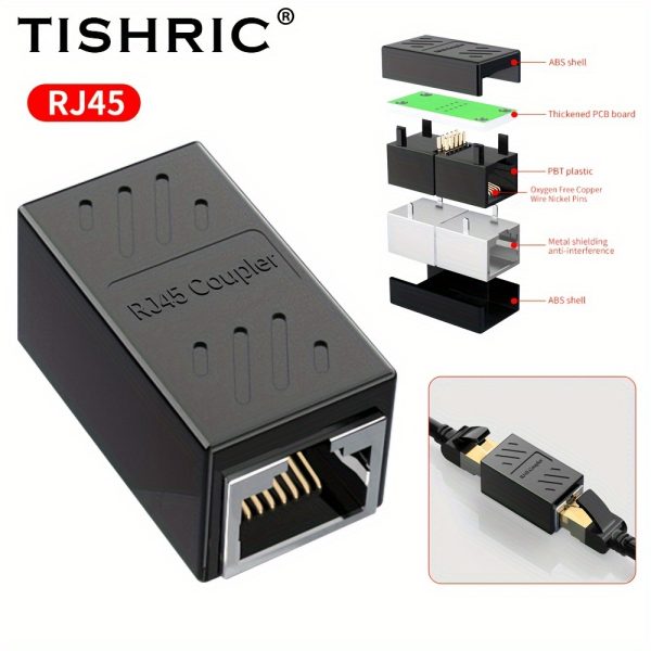 TISHRIC RJ45 Female-to-Female Ethernet Adapter - High-Speed Network Coupler for Computers and Routers
