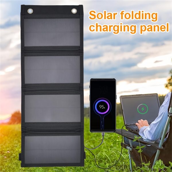 1pc, Solar Portable Charging Panel, 95% Efficiency, Foldable Solar Power Bank, USB Charger for Mobile Phones, Fan, Flashlight, Outdoor Travel & Camping, Durable Solar Energy Generator