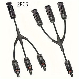 1Pair Solar Y Branch Connectors Solar Panel Parallel Connectors 1 to 3Solar Adapter 1000V 30cm (M/FFF, F/MMM)