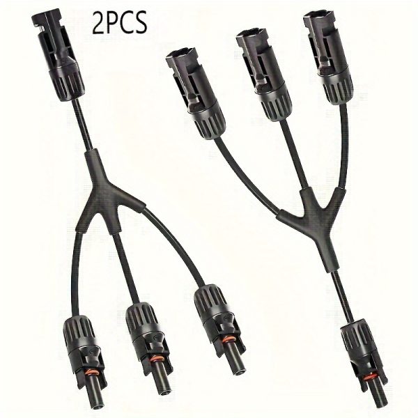 1Pair Solar Y Branch Connectors Solar Panel Parallel Connectors 1 to 3Solar Adapter 1000V 30cm (M/FFF, F/MMM)