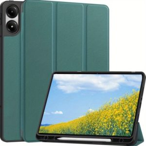 Foldable Faux Leather Smart Case for Xiaomi Redmi Pad Pro 30.73cm 2024 - Auto Sleep/Wake Feature, Integrated Pencil Holder, Adjustable Stand Modes for Viewing & Typing