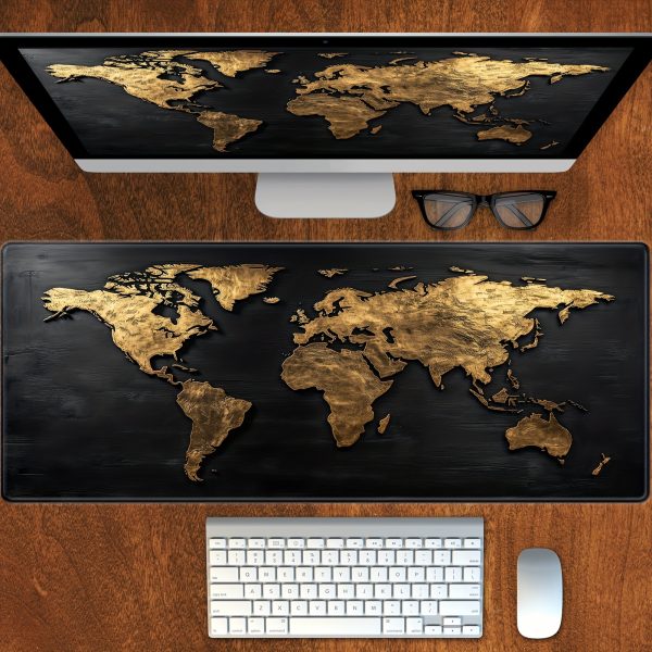 BHJLAXR XXL Vintage World Map Gaming Mouse Pad - Non-Slip Rubber Desk Mat with Golden Accents, Washable Surface for PC Laptop Computer - Geography Enthusiast Gift, Office & Gaming Accessory, Mouse Pads for Desk, BHJLAXR