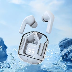 New Fashion Transparent TWS Wireless Earbuds, Stereo Headphones, Sports Headphones, Touch Control Headphones with LED Display Screen, 8D Sound Quality Dolby Audio Suitable for All Smartphones Can Play Games Music Outdoor Sports/Business Headphones