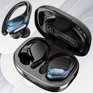 LIFEBEE Wireless Earbuds with Noise Cancellation - Pure Bass Sound, Dual-LED Display, Built-in Microphone, Rechargeable Lithium Battery, Ideal for Running & Sports, Black Over-Ear Headphones, Sports Headphones | Noise Cancelling Earphones | Rechargeable Earbuds