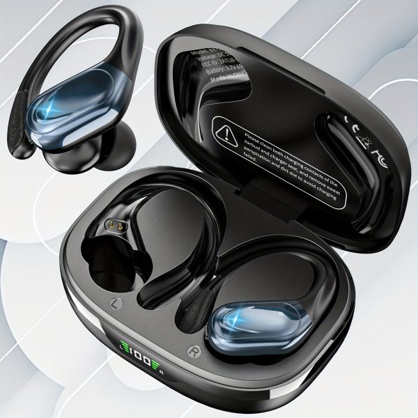 LIFEBEE Wireless Earbuds with Noise Cancellation - Pure Bass Sound, Dual-LED Display, Built-in Microphone, Rechargeable Lithium Battery, Ideal for Running & Sports, Black Over-Ear Headphones, Sports Headphones | Noise Cancelling Earphones | Rechargeable Earbuds