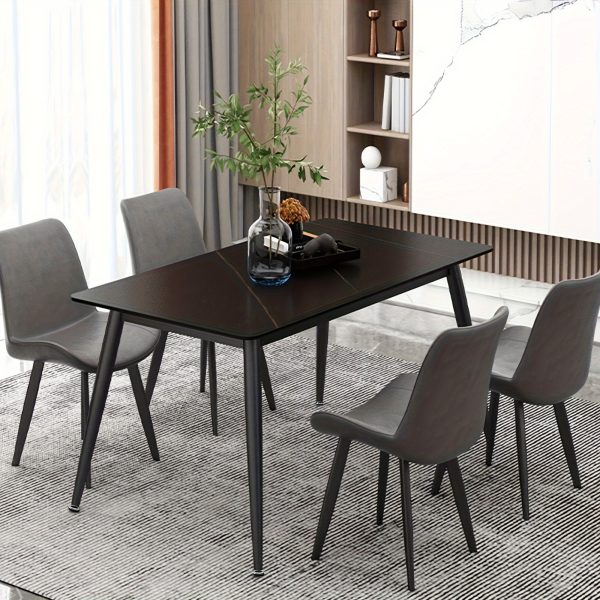 Contemporary Metal Table Frame 28-Inch Industrial Legs with Suction, 6-Person Dining Table Base for Marble, Glass, Wood Tops, 680.39 KG Weight Capacity - Portable Design with Single Leaf, No Wood Components - Black