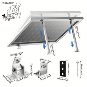 2 Sets Adjustable Tilt Mounting Brackets, Aluminum Solar Mounting Brackets, Adjustable Solar Tilt Mounting with Foldable Tilt Legs, PV Mounting System Support Solar Panels From 100W to 720W for Flat Surface Roof RV Boat Off-Grid (One-Panel-Pack)