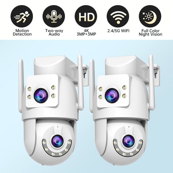 Wireless Camera with Dual Lenses And Screens, Featuring Auto-Tracking for Nanny Monitoring And Outdoor Street Security.