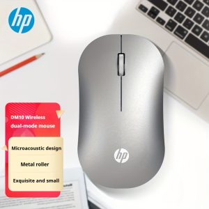 HP DM10 wireless dual-mode mouse, 2.4G wireless, BT 3.0 and 5.0, metal scroll wheel, 1600 DPI sensitive cursor positioning, can connect three devices at the same time, intelligent sleep mode, ergonomic design, suitable for left-handed and right-handed users, compatible with personal computers, laptops and desktop computers, suitable for gaming, business and learning.