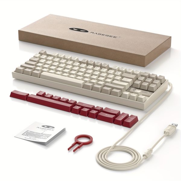 MageGee MK-STAR Mechanical Keyboard, 87-Key Wired Backlit, Ergonomic Design, USB, Black & Blue, No Battery Required, with Keycap Puller Accessory