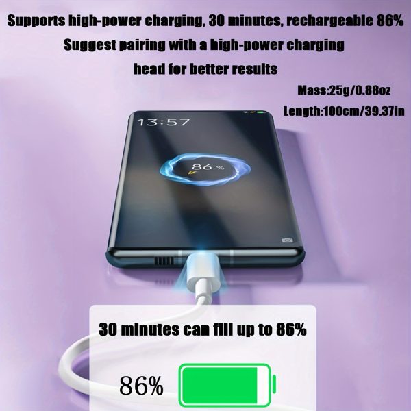 Selected cables USB to TYPE-C data cable, high-speed transmission, stable and reliable, compatible with multiple devices, thick copper core for strong anti-interference, fast charging and stable data transmission, the choice of quality!