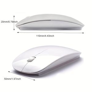 Ambidextrous Optical 2.4G Wireless Mouse, Battery-Powered, USB Receiver, Compatible with Windows 10, Portable for Laptop, PC, Desktop, MacBook - No Charging Function, Concise Theme