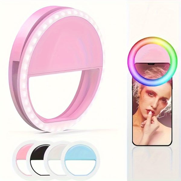 Portable Selfie Ring Light, Suitable for Live Broadcast, Selfie, Conference and Makeup, Rechargeable USB Rechargeable Mobile Phone Fill Light Live Broadcast RK12 Clip Light Selfie Light Portable Lighting Photography Beauty Light Ring Light