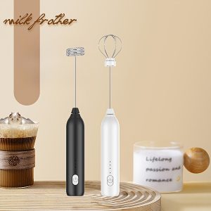 Home Appliance 307 Series - Rechargeable Handheld Electric Frother, Coffee Frother Mixer with 2 Stainless Steel Whisks, 3-Speed Adjustable Foam Maker, Suitable for Coffee, Matcha, Latte, Cappuccino, And Hot Chocolate. Christmas Gift, Kitchen!
