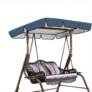 1pc Waterproof Outdoor Swing Canopy Cover - Black, Durable Fabric with Green Trim & Adjustable Straps for Patio Rocking Chair, Hanging Chair Dust Protection, All-Season Use