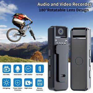 1080P Full Body Worn Camera with Audio and Video Recording, 180° Rotatable Lens, Night Vision, USB Rechargeable, Durable Plastic Housing, Ideal for Christmas, Halloween, Thanksgiving - SD Card Not Included, Best for Christmas, Perfect for Thanksgiving