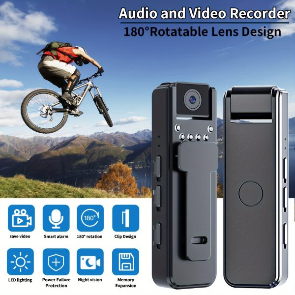 1080P Full Body Worn Camera with Audio and Video Recording, 180° Rotatable Lens, Night Vision, USB Rechargeable, Durable Plastic Housing, Ideal for Christmas, Halloween, Thanksgiving - SD Card Not Included, Best for Christmas, Perfect for Thanksgiving