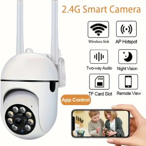 1pc JOOAN 1080P HD Indoor/Outdoor Security Camera, 2-Way Audio PTZ Camera with Motion Detection, 2.4G Wi-Fi Smart Surveillance Cam, USB Powered, No Battery, for Home and Pet Monitoring, English
