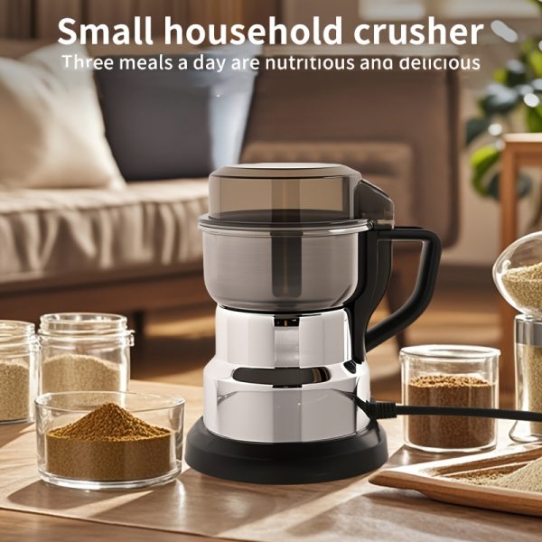 220V UK Standard 1pc, Stainless Steel Electric Mill, Small Household Grain Grinder, Dry Grinding Wall Breaking, Upgraded 4 Blades, One-button Start, Fine Powder, Multi-function Grinding, Suitable For Grains And Chinese Medicine Ingredients