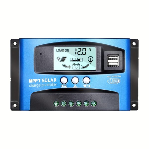 Y&H 40A MPPT Solar Charge Controller 12V/24V Auto Focus Tracking Battery Regulator with Dual USB Ports, LCD Display - Hard-Wired Energy Controller Compatible with Various Batteries Below 50V