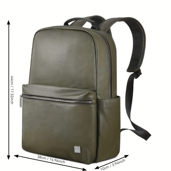 Wiwu Osun Backpack - Large Capacity Synthetic Leather, Waterproof, Multi-Compartment Travel & Business Bag with Laptop Sleeve, Adjustable Shoulder Straps, Black/Green