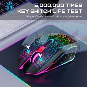HXSJ-T34 wireless dual-mode mouse, color lighting, silent button mouse, TYPE-C charging, suitable for PC laptops and desktops!