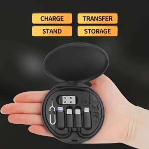 5-in-1 USB-C Quick Charge Data Pouch PD Multi-Functional Charging Cable Set Suitable for iPhone15/Android/Type-C/Micro USB OTG Replacement + Storage Box Universal All Smartphones
