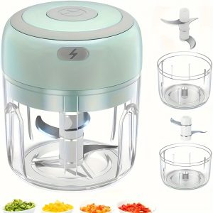 Portable Wireless Mini Food Blender, USB Rechargeable Electric Chopper Mincer, Kitchen Tool for Mixing & Grinding, 500mAh Battery, Compact Design for Outdoor Use