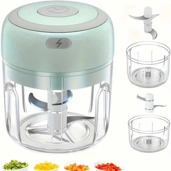 Portable Wireless Mini Food Blender, USB Rechargeable Electric Chopper Mincer, Kitchen Tool for Mixing & Grinding, 500mAh Battery, Compact Design for Outdoor Use