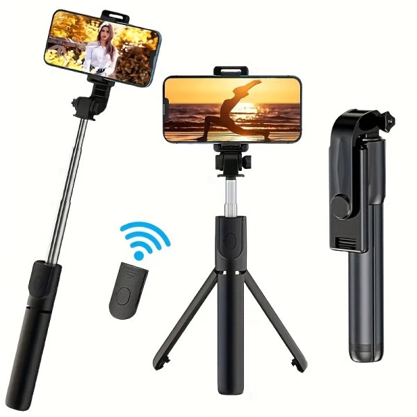 1pc Mobile Selfie Stick, Retractable Tripod with Wireless Remote, Compatible with iPhone and Android Smartphones for Travel, Vlogs, Videos and Selfies