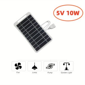 10W Portable Solar Panel Charger with Buckle, 5V Solar Charging Pad for Outdoor Cellphone Power Bank, Compatible with 3.6-5V Devices, Solar Powered Power Supply for Garden Lights, Fans, Lamps, and Pumps