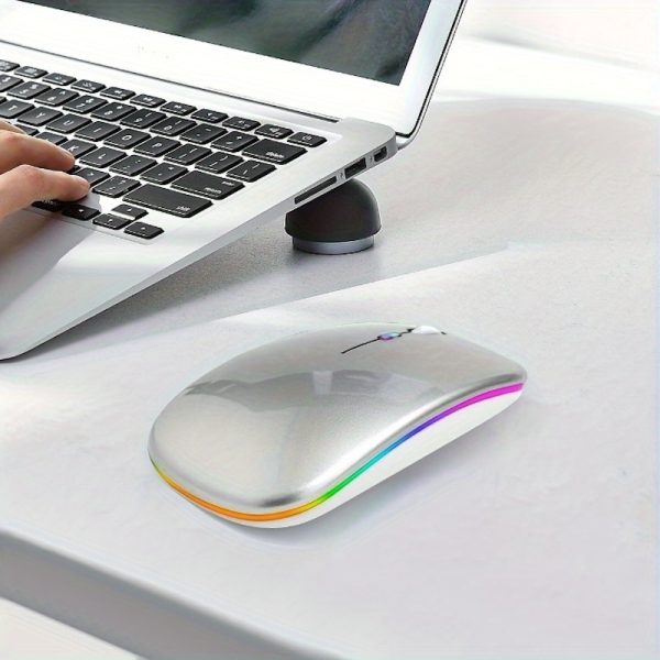 Ergonomic Dual-Mode Wireless Mouse | Silent Click | RGB Backlighting | Optical Motion Detection | Compatible with Windows 10 | Sleek Gray Plastic Design | Ideal for Office Use, Ergonomic Mouse