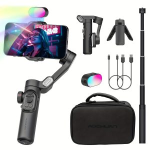 3-Axis Phone Gimbal Stabilizer Combo Kit For Smartphones Android Phones 73CM Extension Rod Premium Storage Bag With Follow Focus Wheel Inception Mode Vlogging (XE Combo1)