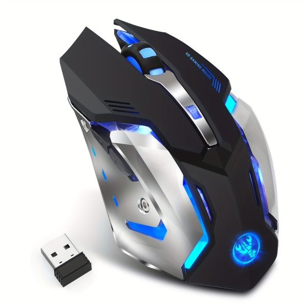 HXSJ M10 Wireless Mouse, Right-Handed Optical Gaming Mouse with Glitter Animal Print, USB Type-C Charging, Battery-Powered, Windows 7 Compatible, Rechargeable Lithium Polymer Battery, 600mAh, for PC Laptops and Desktops