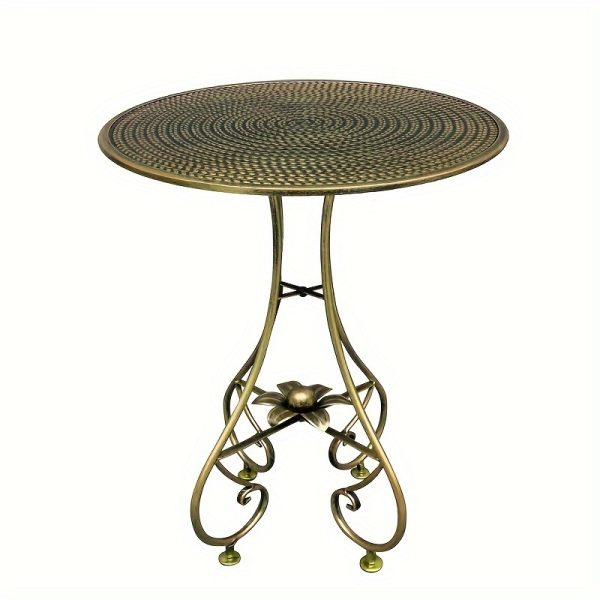 1pc Vintage-Inspired Nordic Bronze Coffee Table - Modern Industrial Style with Metal Frame, Portable Design for Living Room, Coffee Table for Living Room