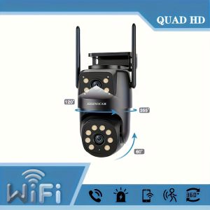 HD Dual Lens WiFi Security Camera - Pan/Tilt, Night Vision, Motion Alerts & Two-Way Audio, Outdoor Surveillance System with USB Power and App Control