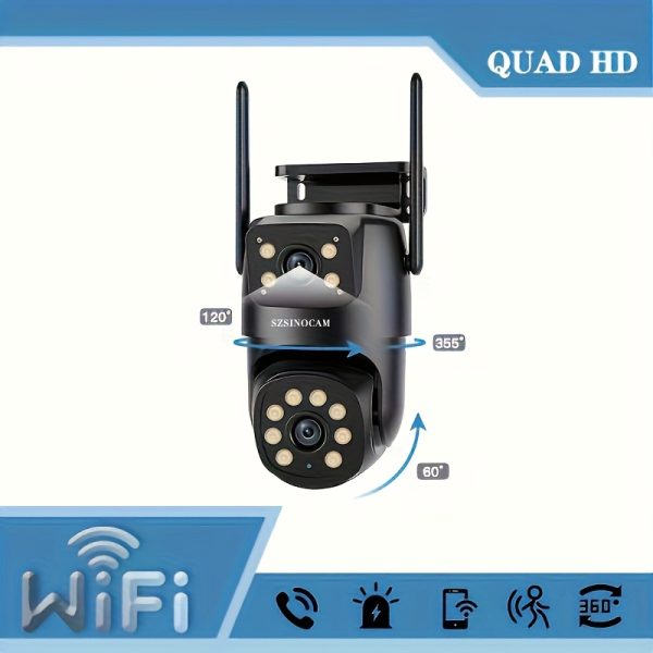 HD Dual Lens WiFi Security Camera - Pan/Tilt, Night Vision, Motion Alerts & Two-Way Audio, Outdoor Surveillance System with USB Power and App Control