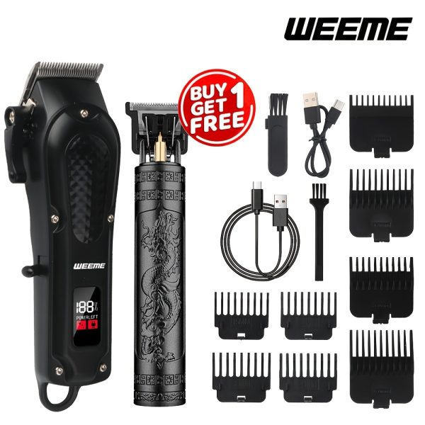 WEEME New Choice for Men's Haircut! USB Rechargeable Clipper, Beauty Kit, Trimmer Set, Razor, Trimmer, LCD Display, Free T-shaped Trimmer, Save Time and Effort. Birthday, Father's Day Gift, Holiday, Wedding Anniversary Gifts for Husband, Son, Partner, Friends
