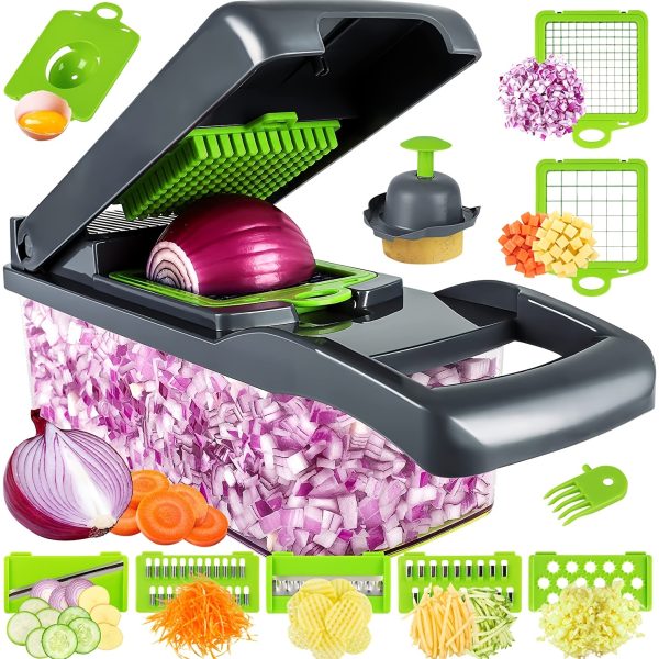 14in 1 Multifunctional Vegetable Chopper, Cutter Vegetable Dicer Slicer Cutter Mandoline Onion Chopper for Onion Potato Tomato Cucumber Carrot