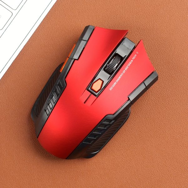 CONGDI Ergonomic Wireless Optical Mouse with USB Receiver, 2.4GHz, Adjustable Resolution, Comfort Grip for Laptops, PCs, Desktops - Red & Black